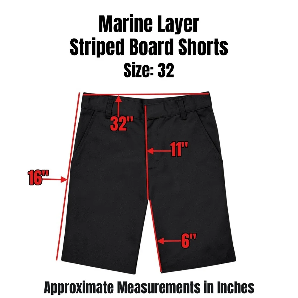Marine Layer Striped Board Shorts Mens 32 Blue Resort Beach Surf Swimwear